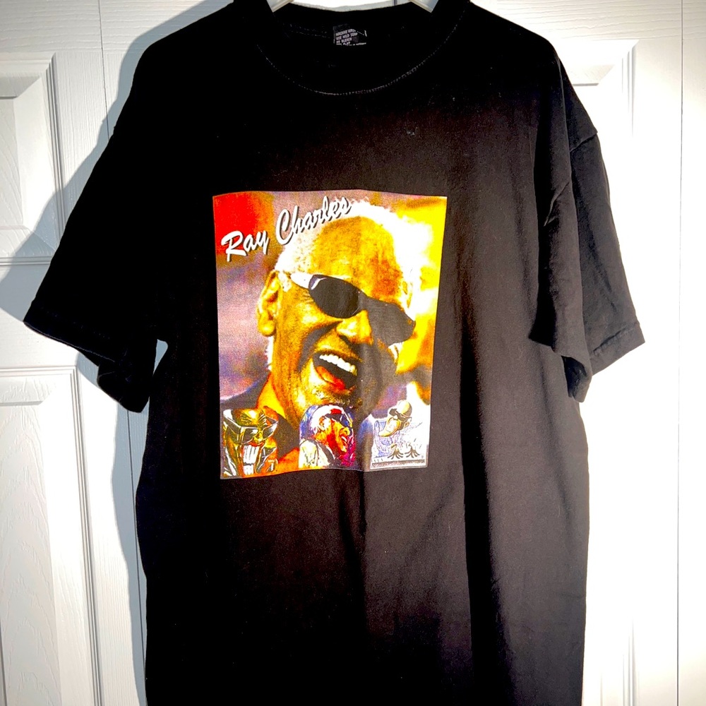 Ray Charles Images T-shirt ultraviolet Cartoon Art Adult Size XXL Black